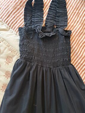 Abercrombie & Fitch Black Smocked Maxi Dress with Ruffle Straps